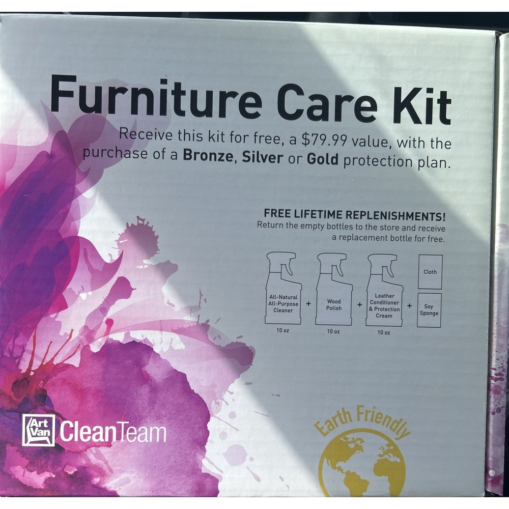 Art Van Clean Team Furniture Care Kit Earth Friendly Wood Leather Cleaner NIB